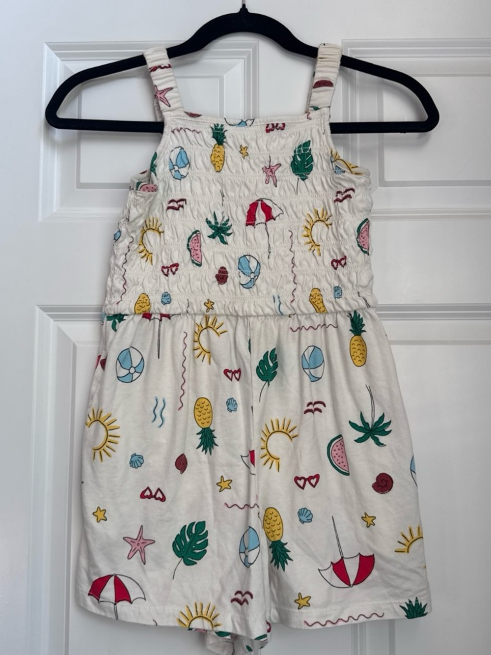 Old Navy White Tropical Print Romper with Multicolor Accents